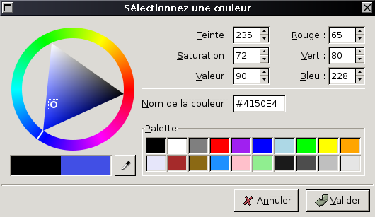 Boîte de sélection de couleurs