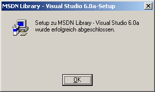 MSDN Library setup complete
