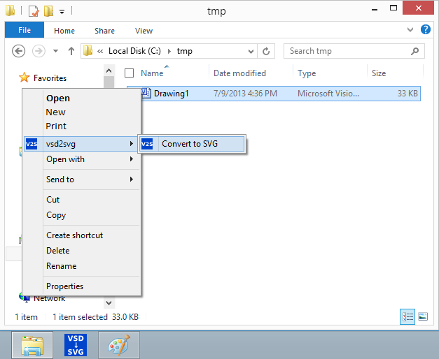 vsd2svg context menu in Windows Explorer